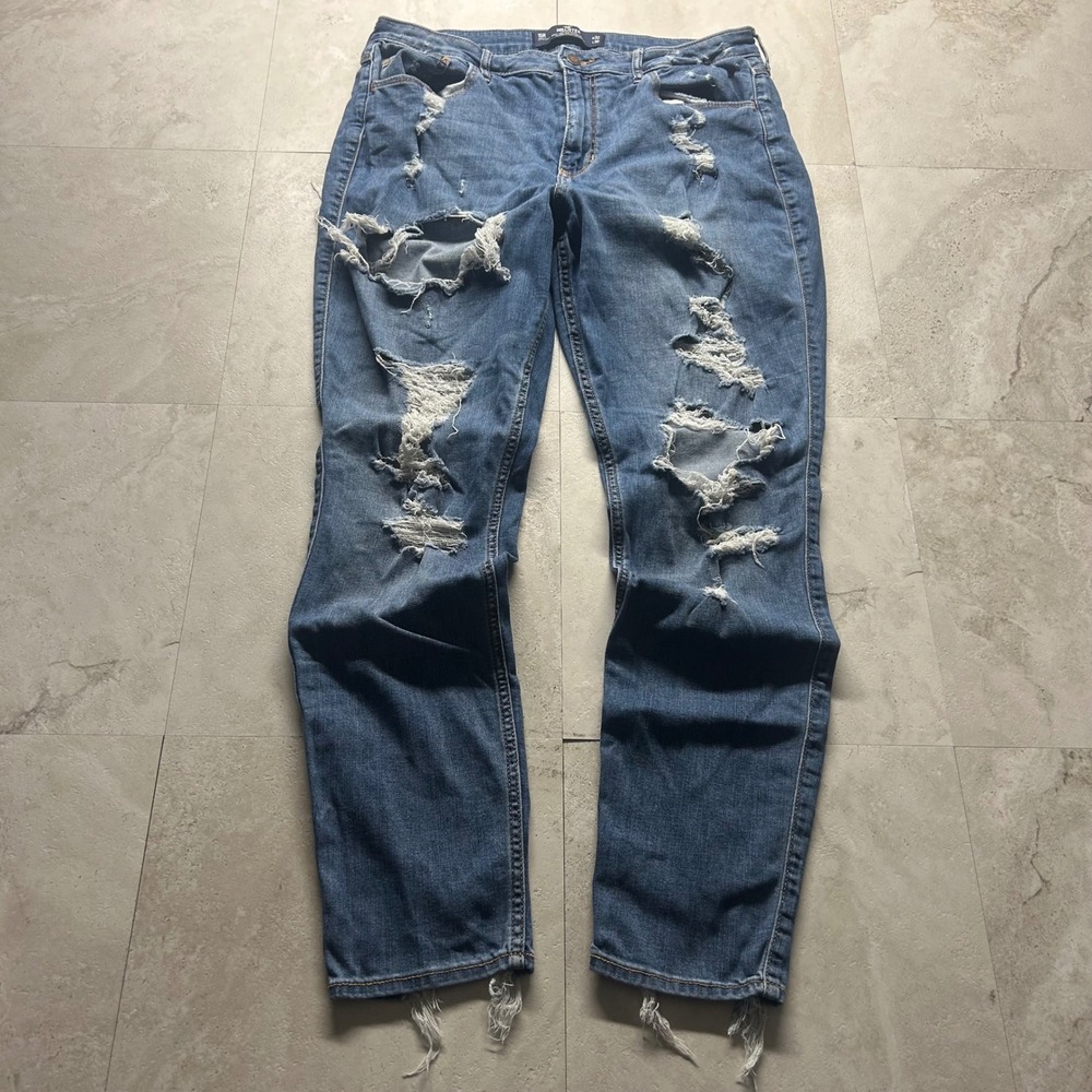 Hollister Curvy High-Rise Super Skinny Distressed Blue Jeans Women Size 15R W32